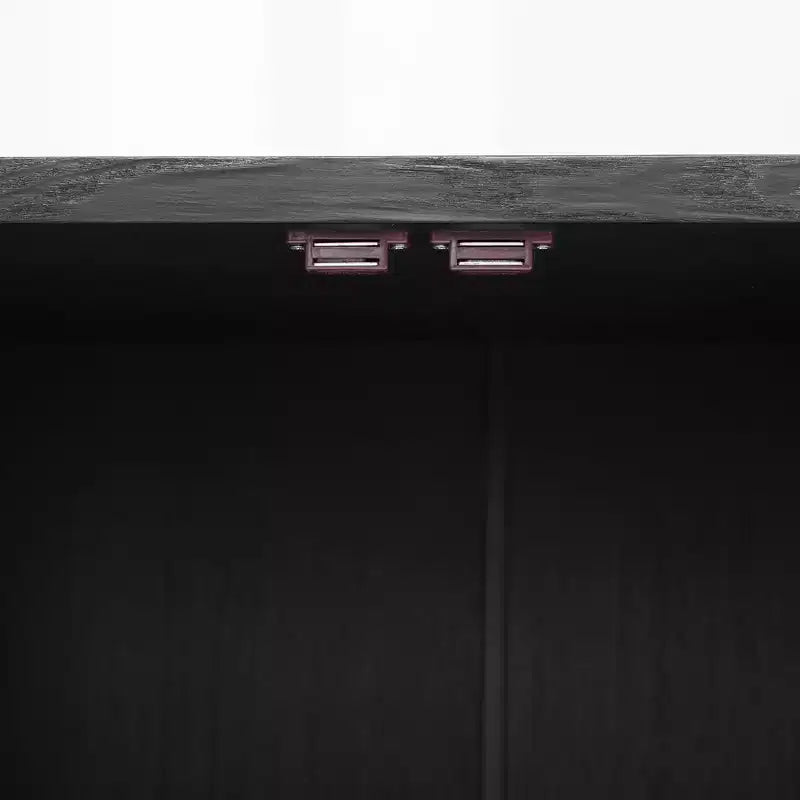 Luxystar Madia per fattoria con contenitore, mobiletto buffet in legno con ante in vetro e ripiani regolabili per sala da pranzo e soggiorno, nero