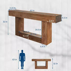 GustoWave 63 Tavolo da divano rettangolare in legno, tavolo d'ingresso in stile rustico, marrone rustico/2 ripiani