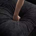 Karl Home | Divano in ciniglia blu da 216 cm con braccioli Pillow Top, cuscino a doppio strato e pouf