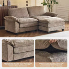 Karl Home | Divano in ciniglia blu da 216 cm con braccioli Pillow Top, cuscino a doppio strato e pouf