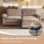 Karl Home | Divano in ciniglia blu da 216 cm con braccioli Pillow Top, cuscino a doppio strato e pouf