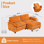 Karl Home | Divano in ciniglia blu da 216 cm con braccioli Pillow Top, cuscino a doppio strato e pouf