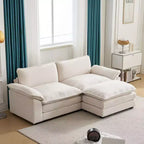 Karl Home | Divano in ciniglia blu da 216 cm con braccioli Pillow Top, cuscino a doppio strato e pouf