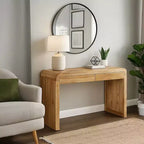 Consolle Royal Hampton | Top da 43 pollici | Realizzata a mano in legno naturale di acacia | Doppio cassetto contenitore