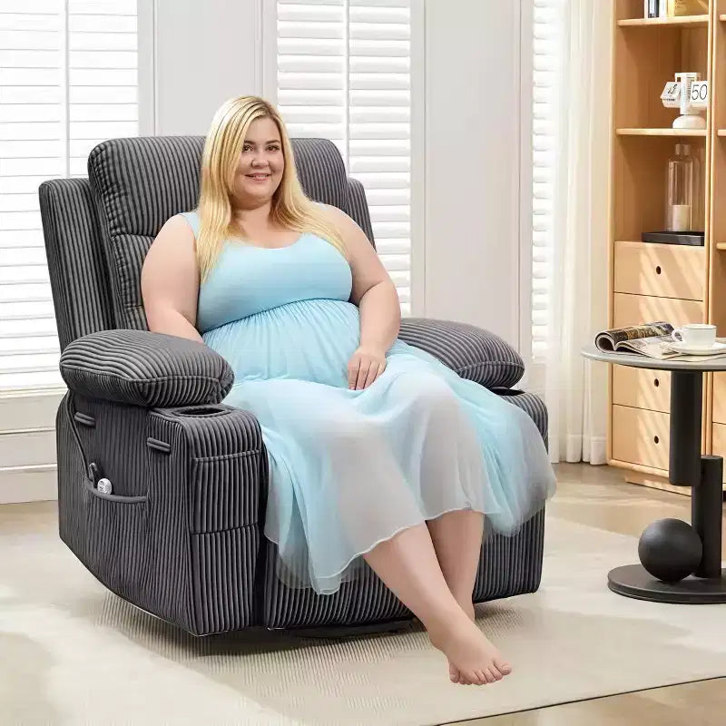 GustoWave Poltrona reclinabile alzapersona oversize con massaggio e riscaldamento per anziani, Poltrona reclinabile per persone alte e robuste, Poltrona reclinabile singola Lazy Boy