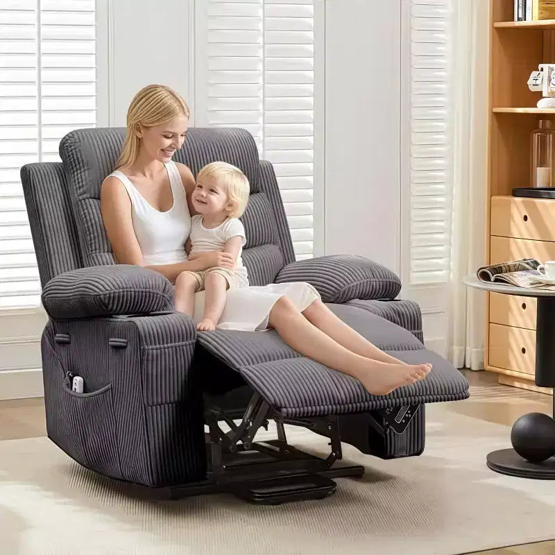 GustoWave Poltrona reclinabile alzapersona oversize con massaggio e riscaldamento per anziani, Poltrona reclinabile per persone alte e robuste, Poltrona reclinabile singola Lazy Boy