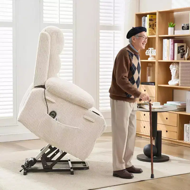 GustoWave Poltrona reclinabile alzapersona oversize con massaggio e riscaldamento per anziani, Poltrona reclinabile per persone alte e robuste, Poltrona reclinabile singola Lazy Boy