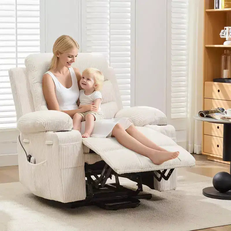 GustoWave Poltrona reclinabile alzapersona oversize con massaggio e riscaldamento per anziani, Poltrona reclinabile per persone alte e robuste, Poltrona reclinabile singola Lazy Boy