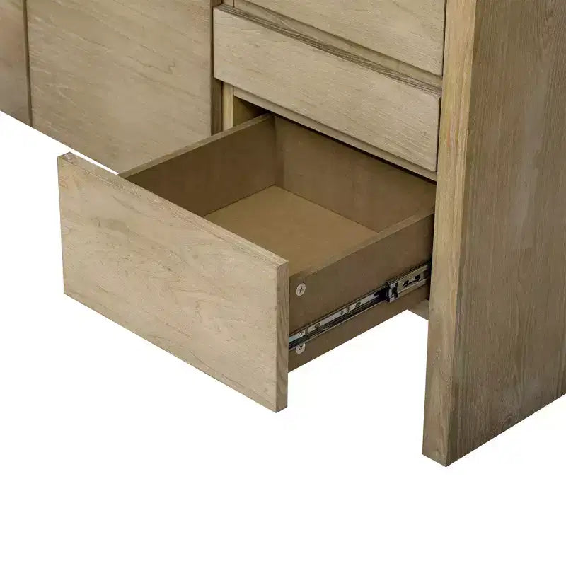 Luxystar Credenza Moderna a 60 Ante con Scaffale Aperto e Cassetti, Naturale
