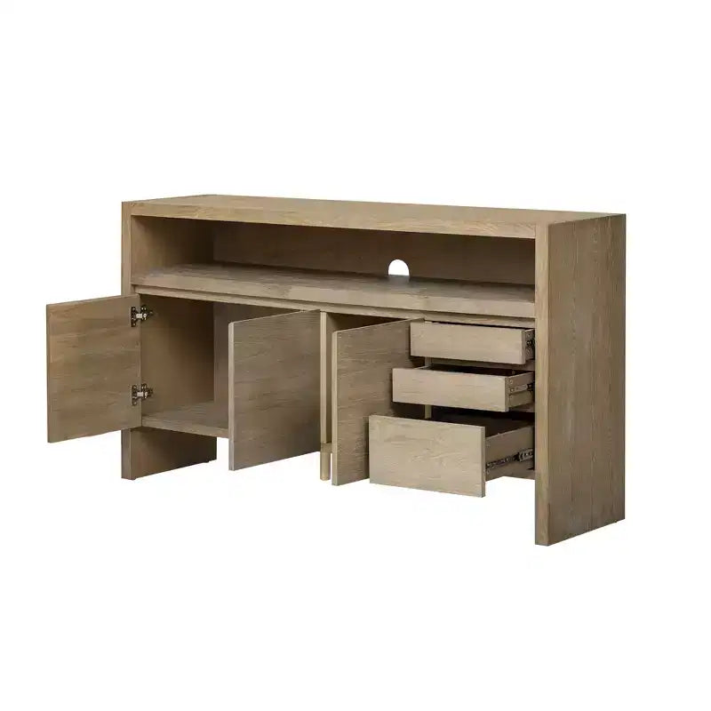 Luxystar Credenza Moderna a 60 Ante con Scaffale Aperto e Cassetti, Naturale