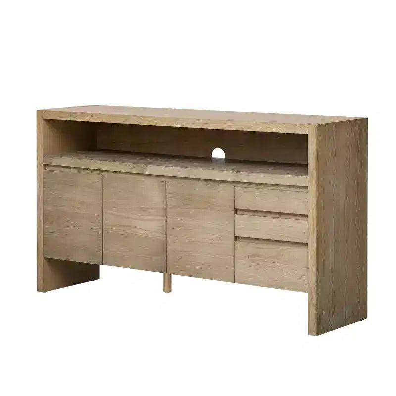 Luxystar Credenza Moderna a 60 Ante con Scaffale Aperto e Cassetti, Naturale