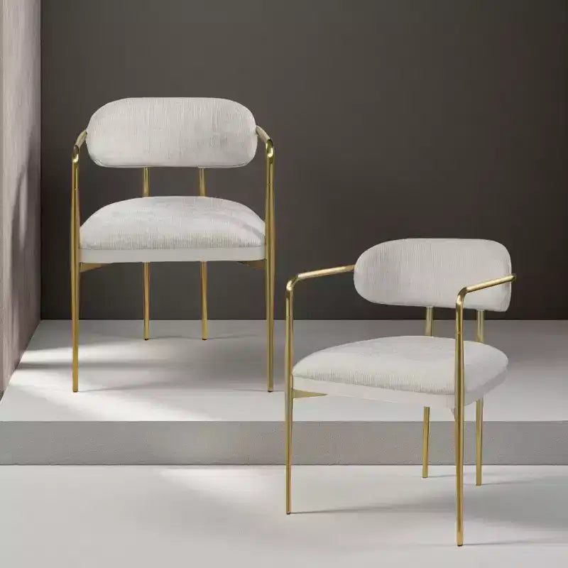GDFStudio Felix poltrona moderna in ciniglia con struttura in metallo dorato (set da 2)