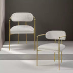 GDFStudio Felix poltrona moderna in ciniglia con struttura in metallo dorato (set da 2)