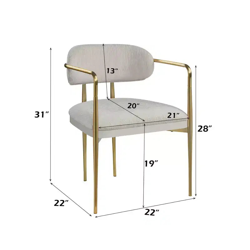 GDFStudio Felix poltrona moderna in ciniglia con struttura in metallo dorato (set da 2)