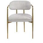 GDFStudio Felix poltrona moderna in ciniglia con struttura in metallo dorato (set da 2)