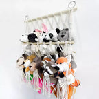 TROPOW Organizzatore per animali di peluche, in macramè boho, per cameretta dei bambini, sala giochi, camera da letto