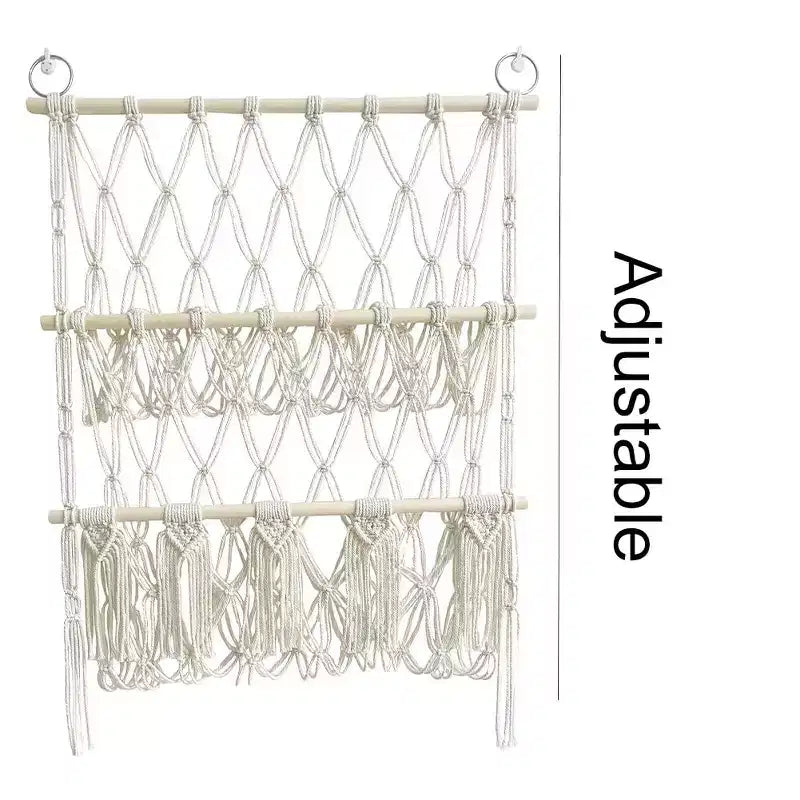 TROPOW Organizzatore per animali di peluche, in macramè boho, per cameretta dei bambini, sala giochi, camera da letto