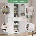 COZONY Mobile dispensa da cucina alto 183 cm con cassetto e ripiani regolabili, Credenza stile rustico per sala da pranzo o lavanderia