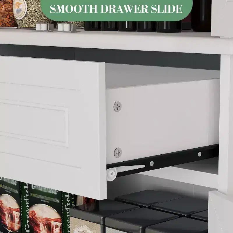 COZONY Mobile dispensa da cucina alto 183 cm con cassetto e ripiani regolabili, Credenza stile rustico per sala da pranzo o lavanderia