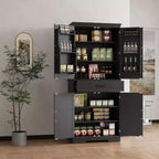 COZONY Mobile dispensa da cucina alto 183 cm con cassetto e ripiani regolabili, Credenza stile rustico per sala da pranzo o lavanderia