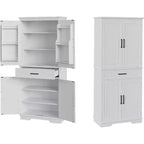 COZONY Mobile dispensa da cucina alto 183 cm con cassetto e ripiani regolabili, Credenza stile rustico per sala da pranzo o lavanderia