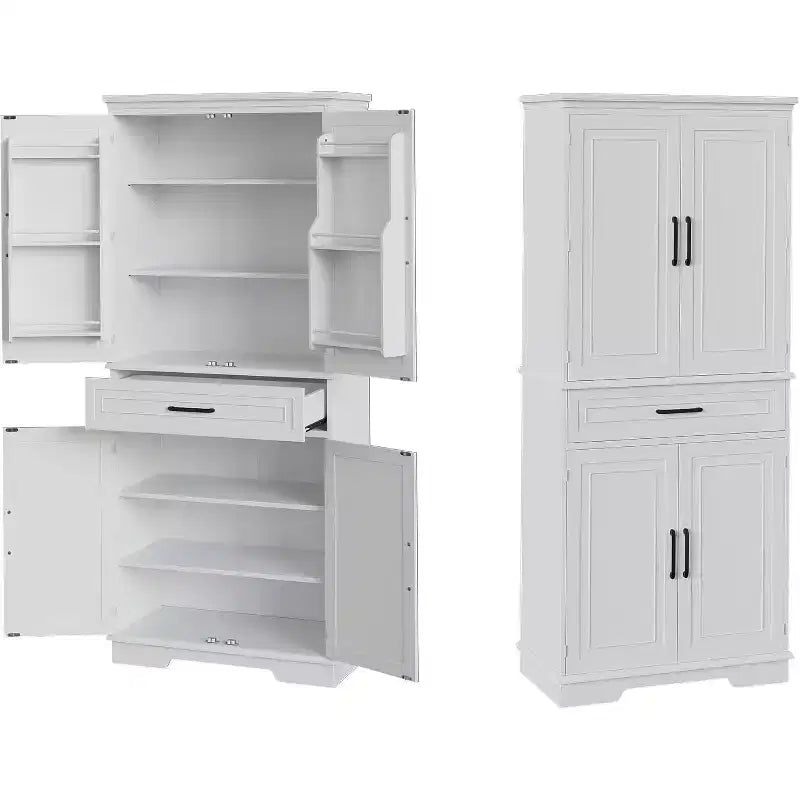 COZONY Mobile dispensa da cucina alto 183 cm con cassetto e ripiani regolabili, Credenza stile rustico per sala da pranzo o lavanderia