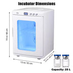 Incubatrice per rettili, incubatrice per uova da cova da 25 litri - Temperatura controllata 10°C-60°C, incubatrice digitale portatile 12V/110V per piccoli rettili