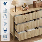 Cassettiera a 6 cassetti per camera da letto, comò in legno da 54W con maniglie in metallo, organizer per vestiti a coste, mobile TV per corridoio