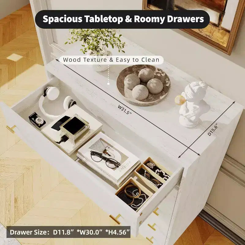 Acekool Cassettiera a 5 Cassetti, Comò Alto 44 con Maniglie a Barra, Organizer Contenitore Moderno Stile Fattoria per Camera da Letto, Soggiorno