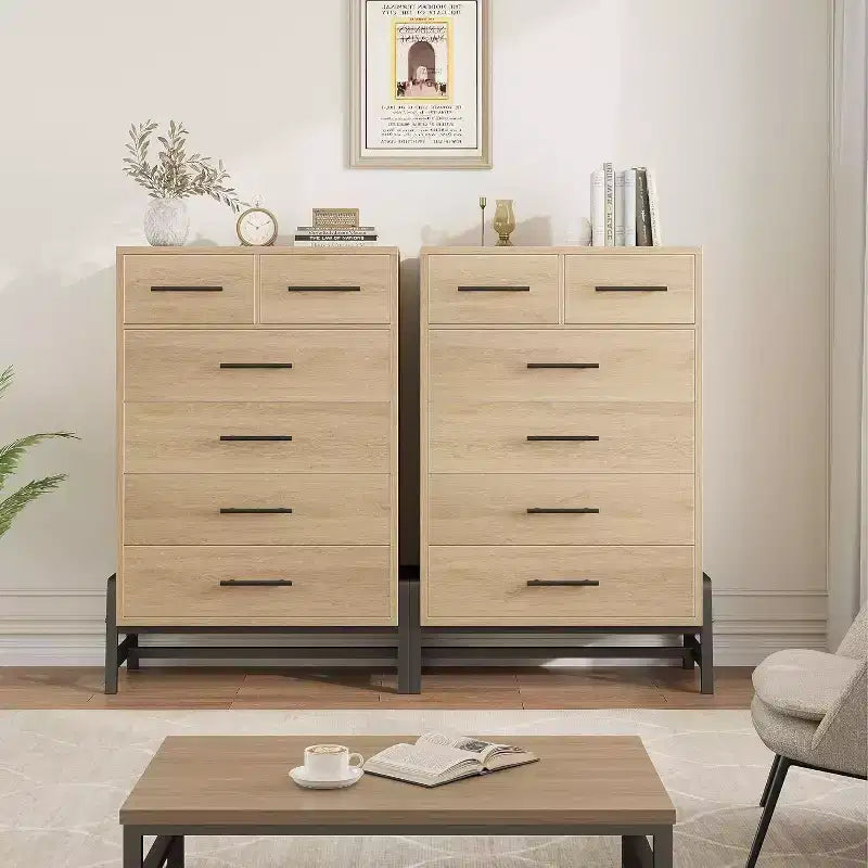 Coolmee Comò a 6 cassetti con base in metallo robusta