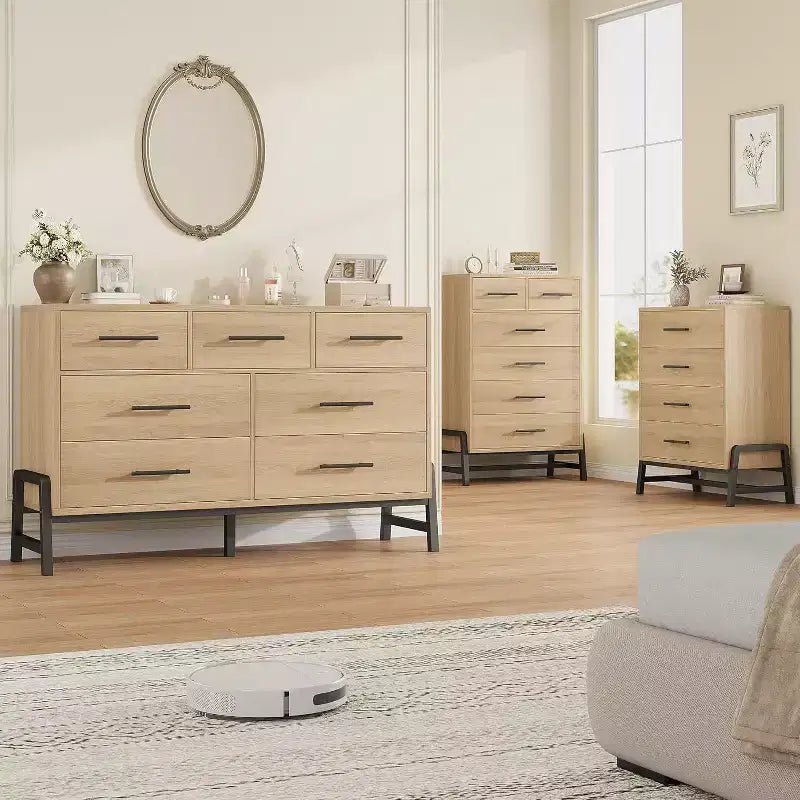 Coolmee Comò a 6 cassetti con base in metallo robusta