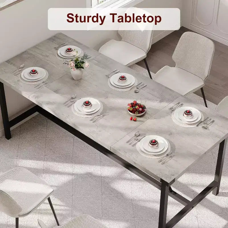 Tavolo da cucina rettangolare grande da 70,8 pollici, tavolo da pranzo in legno in stile rustico per 8 persone, tavolo moderno per casa, ufficio, sala da pranzo, soggiorno