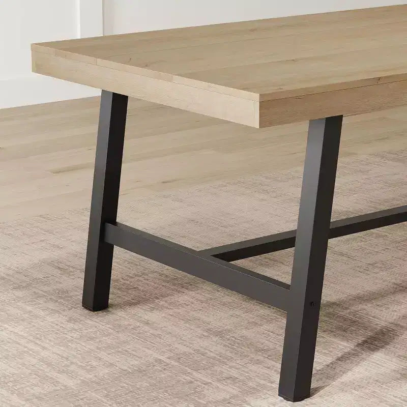 Tavolo da Pranzo Rettangolare Grande 160 cm per 4-6 Persone, Tavolo da Cucina Rustico in Legno con Gambe in Metallo, Tavolo Industriale da Esterno per Soggiorno, Sala da Pranzo