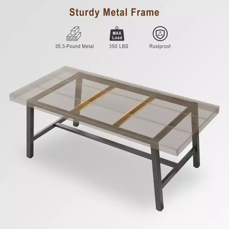 Tavolo da Pranzo Rettangolare Grande 160 cm per 4-6 Persone, Tavolo da Cucina Rustico in Legno con Gambe in Metallo, Tavolo Industriale da Esterno per Soggiorno, Sala da Pranzo