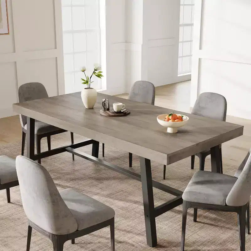 Tavolo da Pranzo Rettangolare Grande 160 cm per 4-6 Persone, Tavolo da Cucina Rustico in Legno con Gambe in Metallo, Tavolo Industriale da Esterno per Soggiorno, Sala da Pranzo