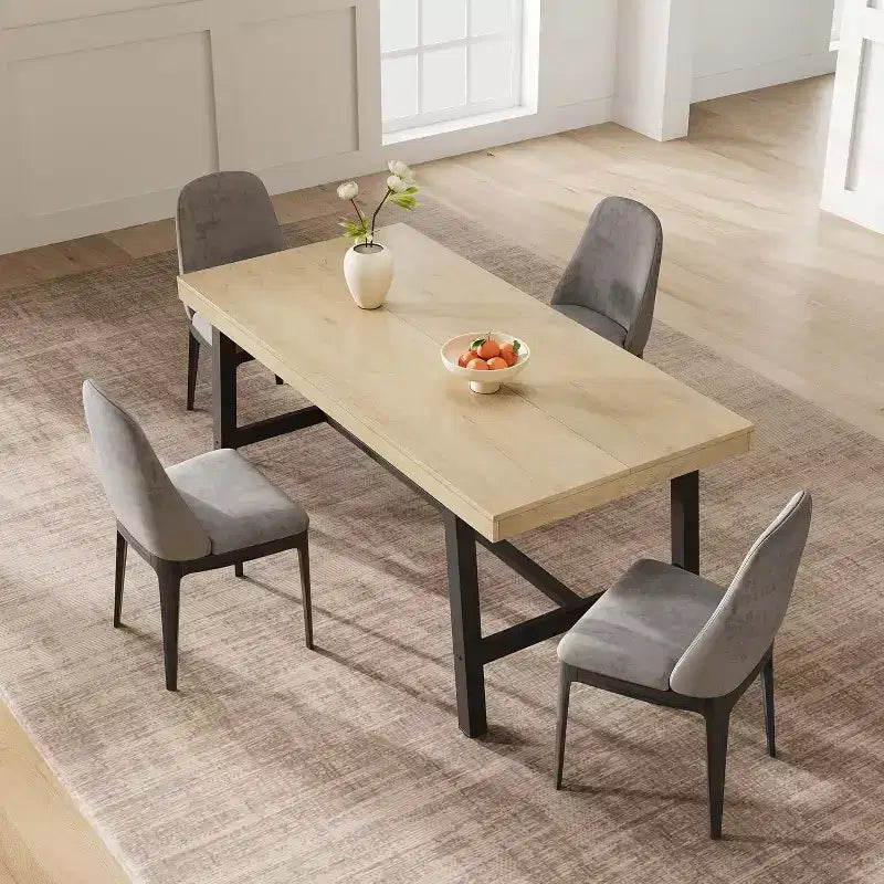 Tavolo da Pranzo Rettangolare Grande 160 cm per 4-6 Persone, Tavolo da Cucina Rustico in Legno con Gambe in Metallo, Tavolo Industriale da Esterno per Soggiorno, Sala da Pranzo