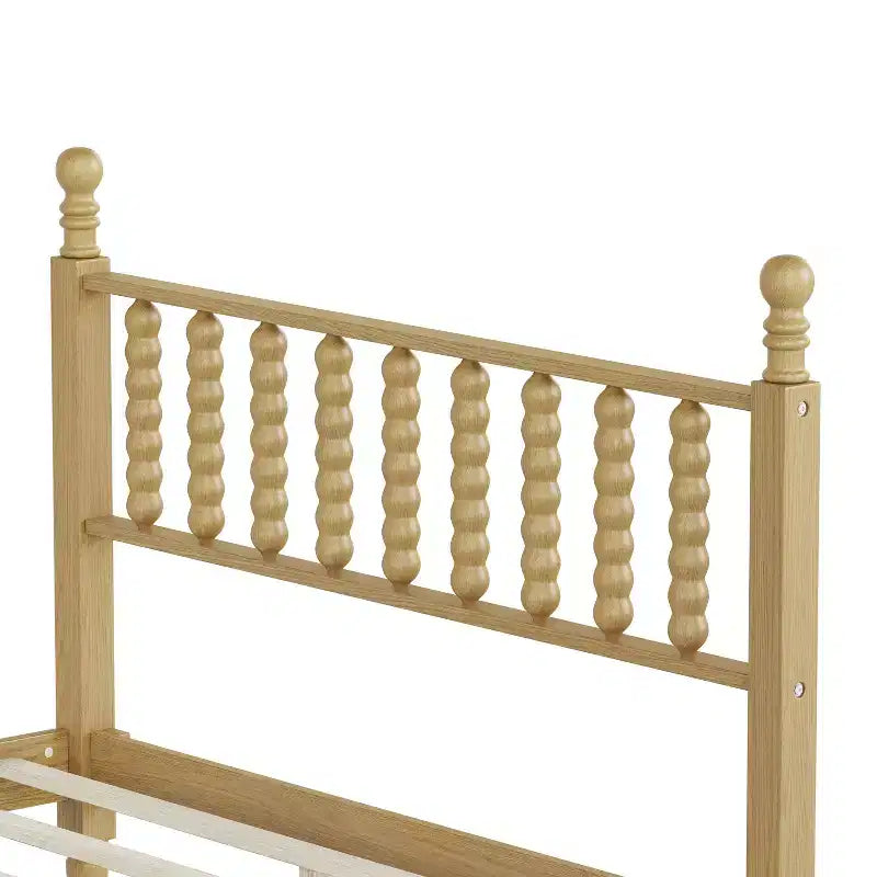 Letto a piattaforma in legno Full/King Size con testiera a zucca, telaio del letto in stile retrò, nessuna rete a molle necessaria, noce/naturale - ModernLuxe