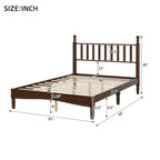 Letto a piattaforma in legno Full/King Size con testiera a zucca, telaio del letto in stile retrò, nessuna rete a molle necessaria, noce/naturale - ModernLuxe