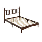 Letto a piattaforma in legno Full/King Size con testiera a zucca, telaio del letto in stile retrò, nessuna rete a molle necessaria, noce/naturale - ModernLuxe