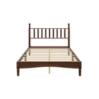 Letto a piattaforma in legno Full/King Size con testiera a zucca, telaio del letto in stile retrò, nessuna rete a molle necessaria, noce/naturale - ModernLuxe