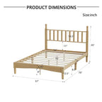 Letto a piattaforma in legno Full/King Size con testiera a zucca, telaio del letto in stile retrò, nessuna rete a molle necessaria, noce/naturale - ModernLuxe