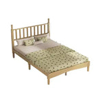 Letto a piattaforma in legno Full/King Size con testiera a zucca, telaio del letto in stile retrò, nessuna rete a molle necessaria, noce/naturale - ModernLuxe