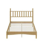 Letto a piattaforma in legno Full/King Size con testiera a zucca, telaio del letto in stile retrò, nessuna rete a molle necessaria, noce/naturale - ModernLuxe