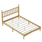 Letto a piattaforma in legno Full/King Size con testiera a zucca, telaio del letto in stile retrò, nessuna rete a molle necessaria, noce/naturale - ModernLuxe