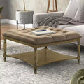 Galano Marcello Upholstered Coffee Table - Antique Oak/Velvet Brown
