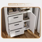 Libreria a 6 ripiani con ante e cassetti, libreria con 3 ripiani aperti, libreria in legno con armadietto per casa, ufficio, soggiorno, camera da letto