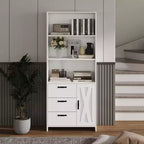 Libreria a 6 ripiani con ante e cassetti, libreria con 3 ripiani aperti, libreria in legno con armadietto per casa, ufficio, soggiorno, camera da letto