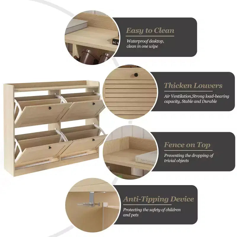 Scarpiera con ante a ribalta, Scarpiera stretta con gambe in legno, Organizzatore per scarpe da terra per ingresso, camera da letto, soggiorno