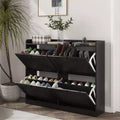 Shoe Storage Cabinet with Flip Drawers, Narrow Shoe Cabinet with Wooden Legs, Freestanding Shoes Rack Organizer for Hallway, Bedroom, Living Room