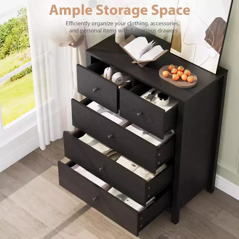 Comò a 5 cassetti, cassettiera organizer moderna con cassetti portaoggetti, cassettiere in legno per camera da letto, ingresso, corridoio